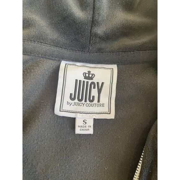 Juicy Couture Black Velour Zip Hoodie Jacket Size Small‎ - Picture 3 of 5